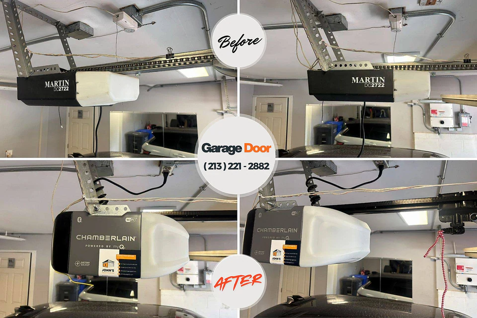 Before and after: garage door repair Shirley, NY